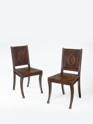 Pair of Regency Mahogany Hall Chairs