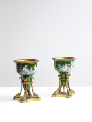 19th Century Pair of Ormolu & Enamelled Perfume Burners