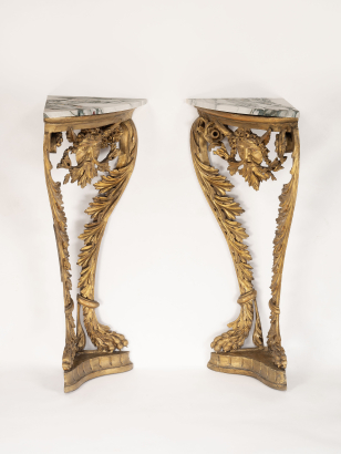 Pair of 18th Century Giltwood Corner Tables