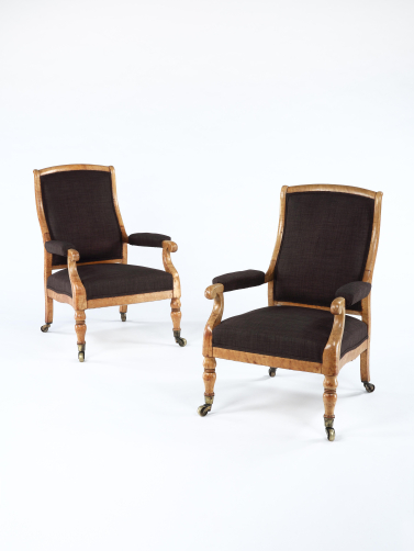 Pair of Early 19th Century Birdseye Maple Armchairs
