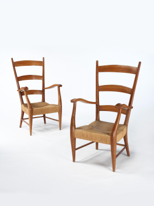 Pair of Ladderback Armchairs by Guglielmo Pecorini