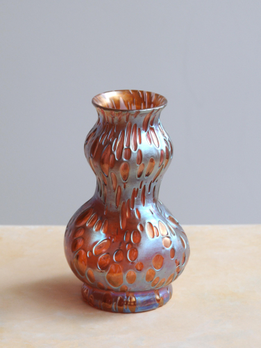 Iridescent Gourd-Shaped Glass Vase by Loetz