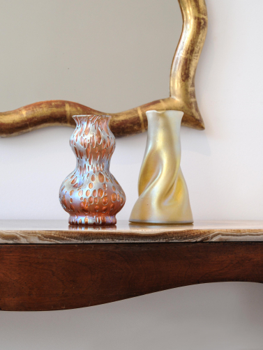 Iridescent Gourd-Shaped Glass Vase by Loetz
