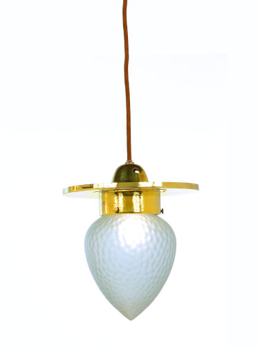 Secessionist Brass Ceiling Light with Teardrop Shade