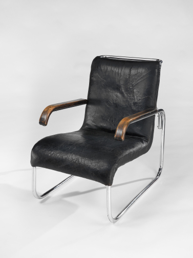 B35 Tubular Steel & Leather Armchair by Marcel Breuer