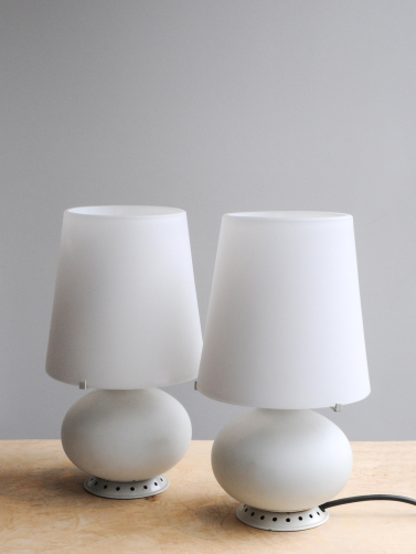 Pair of Opaline Glass Table Lamps by Max Ingrand