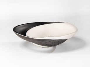 Japanese Black & White Glass Dish