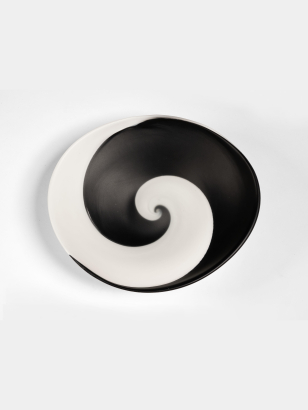 Japanese Black & White Glass Dish