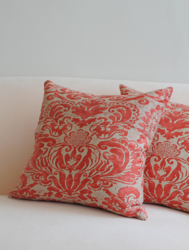 Pair of Red Fortuny Scatter Cushions