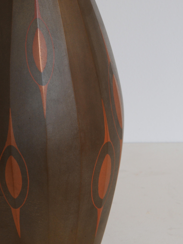 Japanese Fluted Stoneware 'Tsubo' Vase