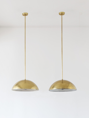 Large Pair of Pierced Brass Pendant Lights