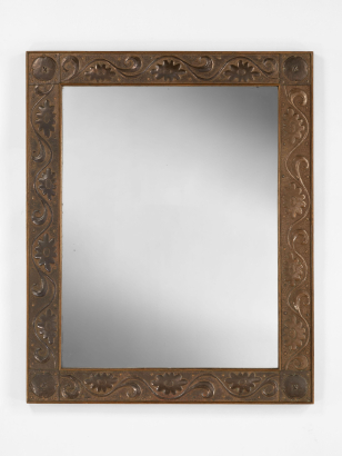 Arts & Crafts Repousse Copper Mirror